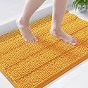 Grandaily Chenille Bathroom Rugs 44x24, Soft Bath Mats, Golden Yellow