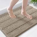 Grandaily Chenille Bathroom Rugs 44x24, Soft Bath Mats, Warm Taupe