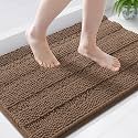 Grandaily Chenille Bathroom Rugs 44x24, Soft Absorbent Bath Mats, Mocha