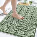 Grandaily Chenille Bathroom Rugs 45x27, Soft Bath Mats, Grayish Green