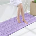 Grandaily Chenille Bathroom Rugs 47x17, Soft Bath Mats, Light Purple