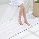 Grandaily Chenille Bathroom Rugs 47x17, Soft Bath Mats, Solid White