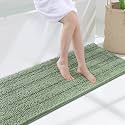 Grandaily Chenille Bathroom Rugs 47x17, Soft Bath Mats, Grayish Green