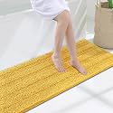 Grandaily Chenille Bathroom Rugs 47x17, Soft Bath Mats, Light Yellow