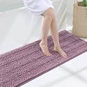 Grandaily Chenille Bathroom Rugs 47x17, Soft Absorbent Bath Mats, Deep Plum