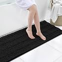 Grandaily Chenille Bathroom Rugs 47x20, Soft Bath Mats, Deep Black