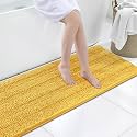Grandaily Chenille Bathroom Rugs 47x20, Soft Bath Mats, Light Yellow