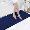 Grandaily Chenille Bathroom Rugs 47x20, Soft Absorbent Bath Mats, Navy Blue