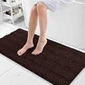 Grandaily Chenille Bathroom Rugs 47x20, Soft Absorbent Bath Mats, Brown