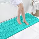 Grandaily Chenille Bathroom Rugs 47x20, Soft Absorbent Bath Mats, Turquoise