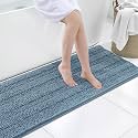 Grandaily Chenille Bathroom Rugs 47x20, Soft Absorbent Bath Mats, Airy Blue