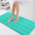 Grandaily Chenille Bathroom Rugs 47x20, Soft Absorbent Bath Mats, Teal