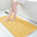 Grandaily Chenille Bathroom Rugs 47x24, Soft Absorbent Bath Mats, Yellow