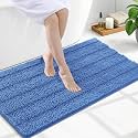 Grandaily Chenille Bathroom Rugs 47x24, Soft Bath Mats, Cornflower Blue