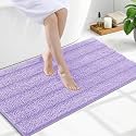 Grandaily Chenille Bathroom Rugs 47x24, Soft Bath Mats, Light Purple
