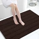 Grandaily Chenille Bathroom Rugs 47x32, Soft Absorbent Bath Mats, Brown