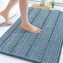 Grandaily Chenille Bathroom Rugs 47x32, Soft Absorbent Bath Mats, Airy Blue