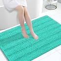 Grandaily Chenille Bathroom Rugs 47x32, Soft Absorbent Bath Mats, Teal