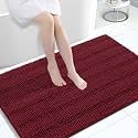Grandaily Chenille Bathroom Rugs 47x32, Soft Absorbent Bath Mats, Burgundy