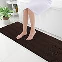 Grandaily Chenille Bathroom Rugs 59x20, Soft Absorbent Bath Mats, Brown