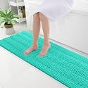Grandaily Chenille Bathroom Rugs 59x20, Soft Absorbent Bath Mats, Teal