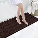 Grandaily Chenille Bathroom Rugs 59x20, Soft Bath Mats, Dark Brown
