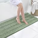 Grandaily Chenille Bathroom Rugs 59x20, Soft Bath Mats, Grayish Green