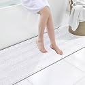 Grandaily Chenille Bathroom Rugs 59x20, Soft Bath Mats, Solid White