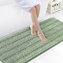 Grandaily Chenille Bathroom Rugs 59x24, Soft Bath Mats, Grayish Green