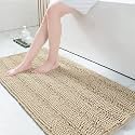 Grandaily Chenille Bathroom Rugs 59x24, Soft Absorbent Bath Mats, Beige