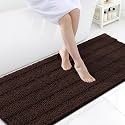 Grandaily Chenille Bathroom Rugs 59x24, Soft Bath Mats, Dark Brown