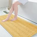 Grandaily Chenille Bathroom Rugs 59x24, Soft Absorbent Bath Mats, Yellow