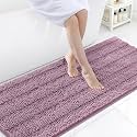 Grandaily Chenille Bathroom Rugs 59x24, Soft Absorbent Bath Mats, Deep Plum