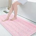 Grandaily Chenille Bathroom Rugs 59x24, Soft Absorbent Bath Mats, Pink