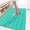 Grandaily Chenille Bathroom Rugs 59x35, Soft Absorbent Bath Mats, Teal
