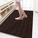 Grandaily Chenille Bathroom Rugs 59x35, Soft Absorbent Bath Mats, Brown
