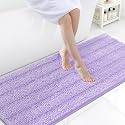 Grandaily Chenille Bathroom Rugs 70x24, Soft Bath Mats, Light Purple