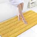 Grandaily Chenille Bathroom Rugs 70x24, Soft Bath Mats, Light Yellow