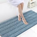 Grandaily Chenille Bathroom Rugs 70x24, Soft Absorbent Bath Mats, Airy Blue