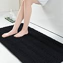 Grandaily Chenille Bathroom Rugs 70x24, Soft Absorbent Bath Mats, Black