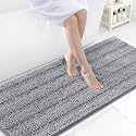 Grandaily Chenille Bathroom Rugs 70x24, Soft Absorbent Bath Mats, Grey