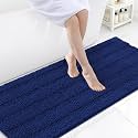 Grandaily Chenille Bathroom Rugs 70x24, Soft Absorbent Bath Mats, Navy Blue