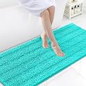 Grandaily Chenille Bathroom Rugs 70x24, Soft Absorbent Bath Mats, Turquoise