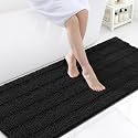 Grandaily Chenille Bathroom Rugs 70x24, Soft Bath Mats, Deep Black