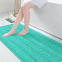 Grandaily Chenille Bathroom Rugs 70x24, Soft Absorbent Bath Mats, Teal