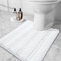 Grandaily Chenille Toilet Rugs U-Shaped 24x20, Soft Bath Mats, White