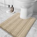 Grandaily Chenille Toilet Rugs U-Shaped 24x20, Soft Bath Mats, Beige