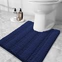 Grandaily Chenille Toilet Rugs U-Shaped 24x20, Soft Bath Mats, Navy