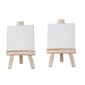 Grandink Mini Display Easel 4" x 4" Canvas with 6" Tripod Stand for Acrylic Watercolor Painting (White, Pack of 2)
