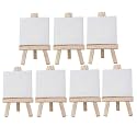 Grandink Mini Display Easel 4" x 4" Canvas with 6" Tripod Stand for Acrylic Watercolor Painting (White, Pack of 7)